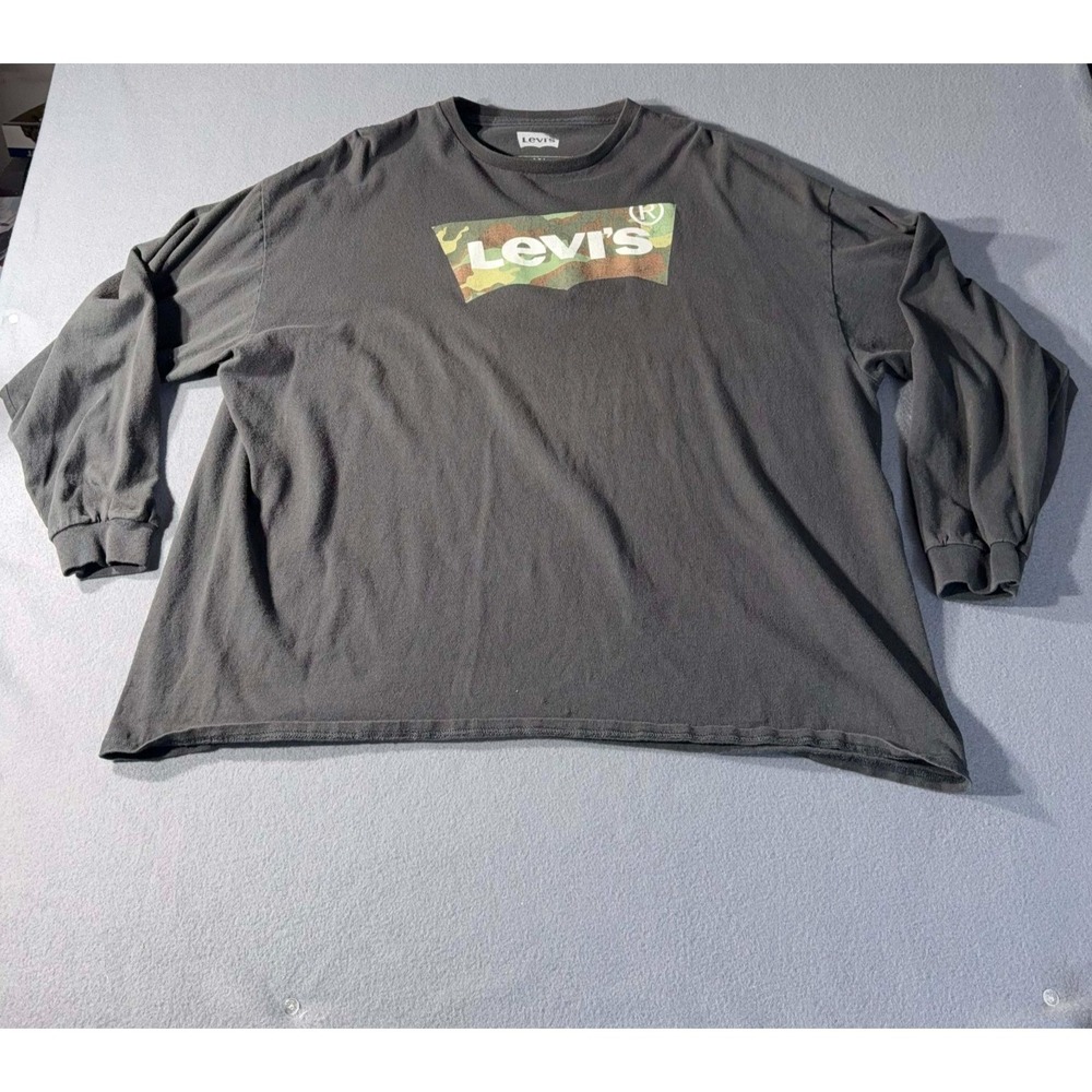 LEVI'S Men's Long-Sleeve Camo T Shirt Black Crewneck‎ Pull Over 3XL